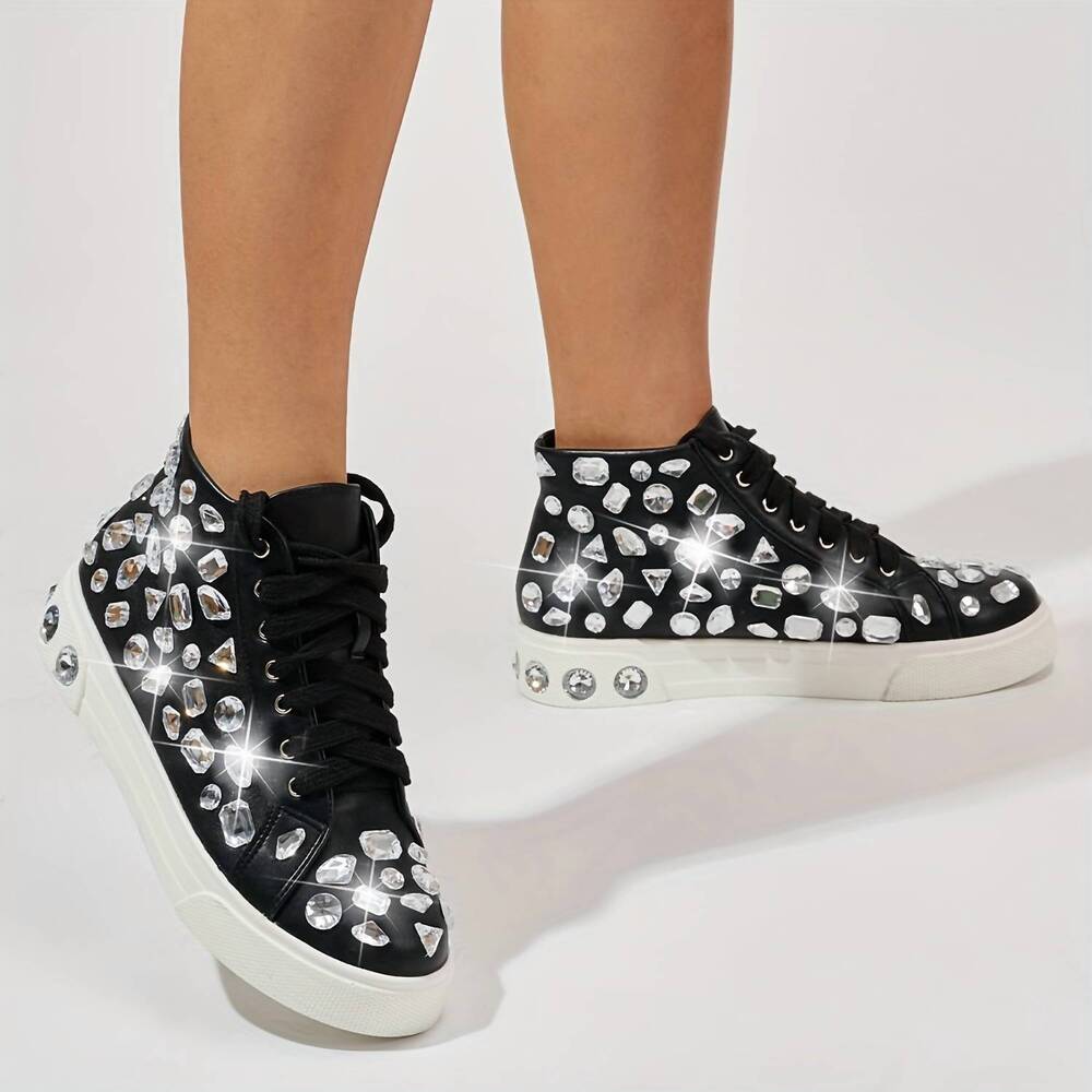NEW LAUREN LORRAINE women's hilina high top sneaker in black